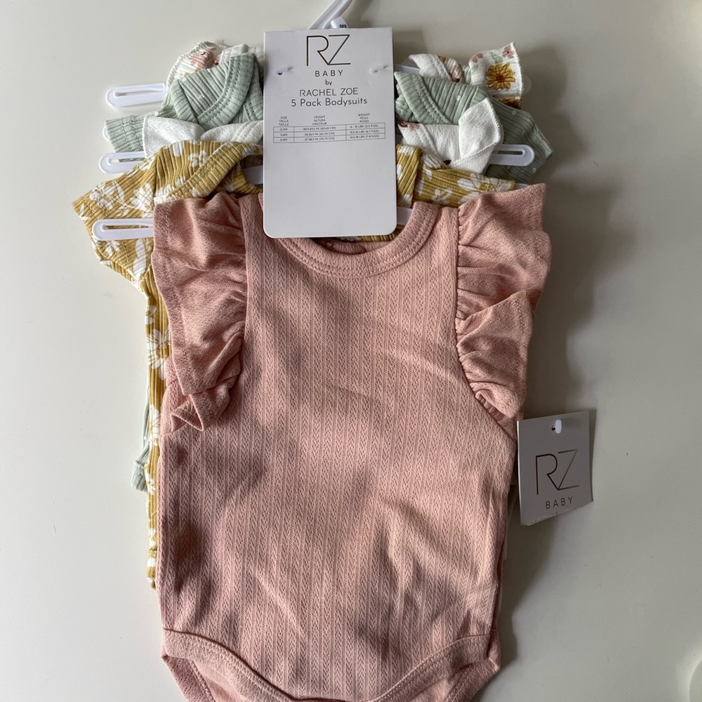 Rachel Zoe Baby Bodysuit Set - Pink, Green, Yellow